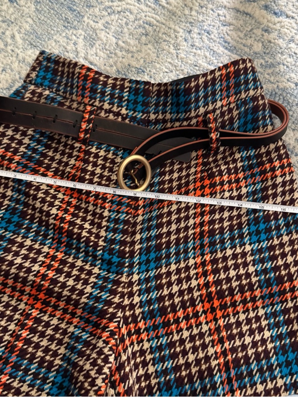 Dorothee Schumacher High-Waisted Plaid Wide-Leg Trousers w/ Belt - Picture 10 of 13